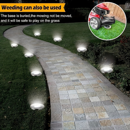 Solar Lights Stake Outdoor Waterproof Sidewalk Disk Bright In-Ground Landscape Lighting for Lawn Patio Pathway Yard Steps Deck(8 Packs)