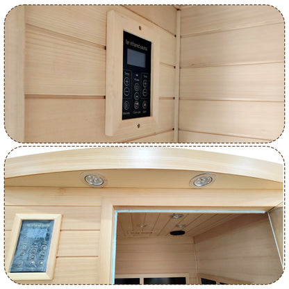 Low EMF Front Door with Heating Panel Two Person Hemlock Far Infrared Indoor Suana Room