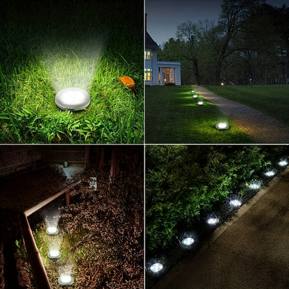 Solar Lights Stake Outdoor Waterproof Sidewalk Disk Bright In-Ground Landscape Lighting for Lawn Patio Pathway Yard Steps Deck(8 Packs)