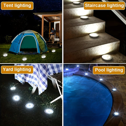 Solar Lights Stake Outdoor Waterproof Sidewalk Disk Bright In-Ground Landscape Lighting for Lawn Patio Pathway Yard Steps Deck(8 Packs)