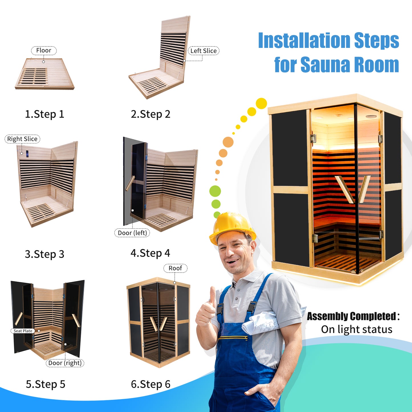 Double Person V-shaped Far Infrared Hemlock Sauna Room