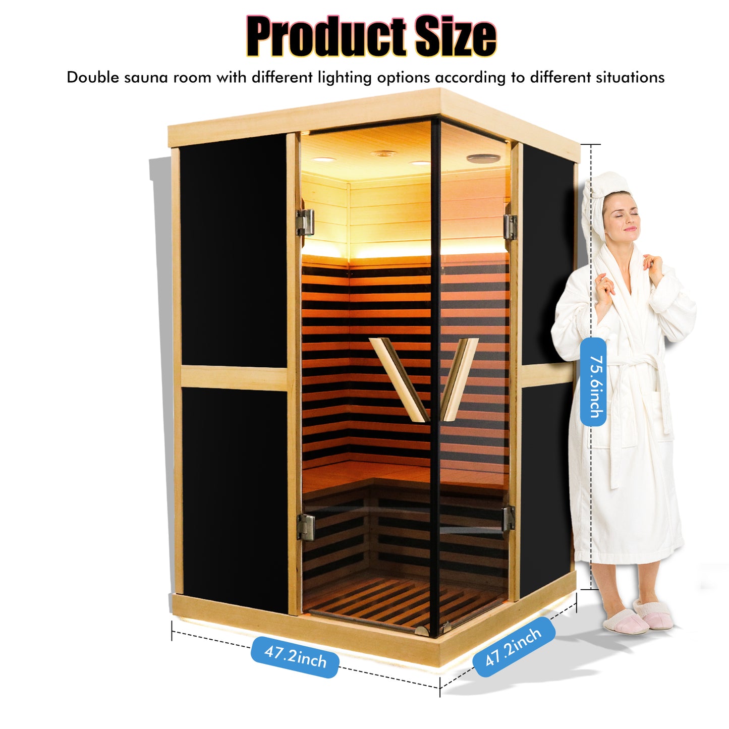 Double Person V-shaped Far Infrared Hemlock Sauna Room