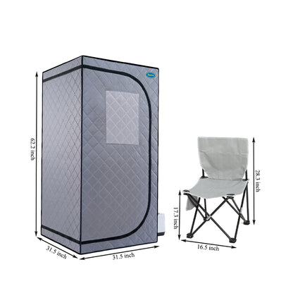 Personal Home Spa Portable Grey Mini Plus style Steam Sauna tent with Steam Generator, Remote Control, Foldable Chair, PVC pipes