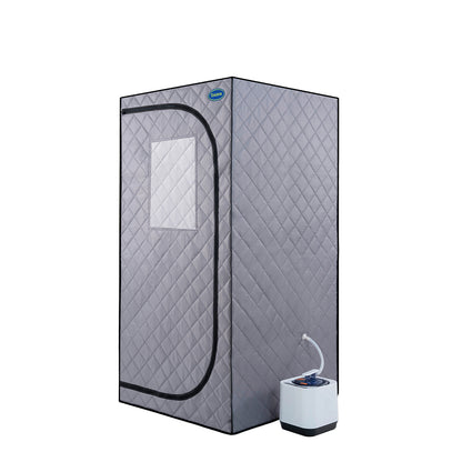 Personal Home Spa Portable Grey Mini Plus style Steam Sauna tent with Steam Generator, Remote Control, Foldable Chair, PVC pipes