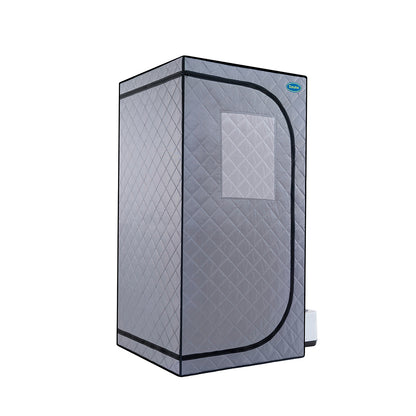 Personal Home Spa Portable Grey Mini Plus style Steam Sauna tent with Steam Generator, Remote Control, Foldable Chair, PVC pipes