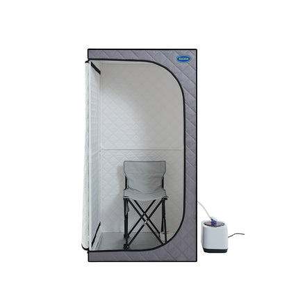 Personal Home Spa Portable Grey Mini Plus style Steam Sauna tent with Steam Generator, Remote Control, Foldable Chair, PVC pipes