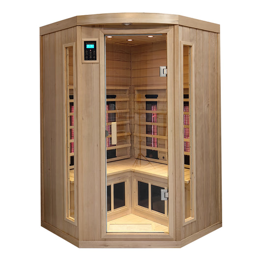 Hemlock Pentagonal Double Opening Glass Sauna Room