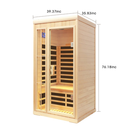 Deluxe version Plus One person Far infrared Hemlock Sauna room with LED colour lights