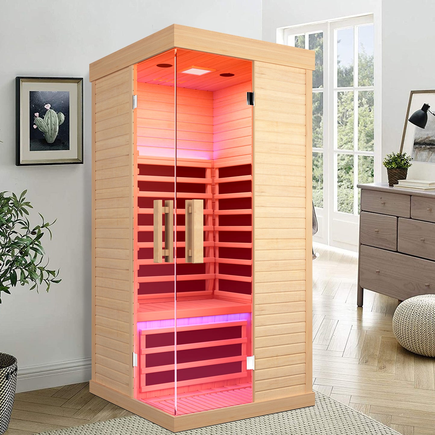 Canadian hemlock single sauna room