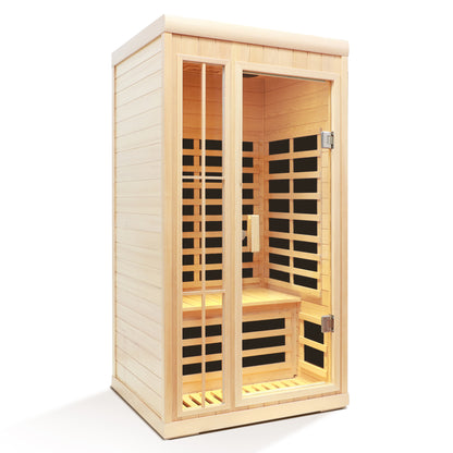 Deluxe version Plus One person Far infrared Hemlock Sauna room with LED colour lights