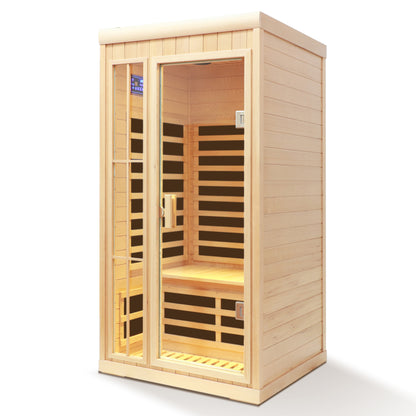 Deluxe version Plus One person Far infrared Hemlock Sauna room with LED colour lights