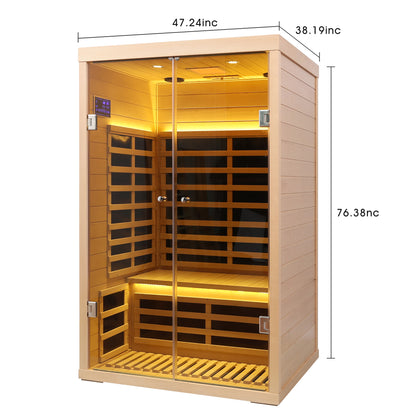 Low EMF Two Person Wide Space Hemlock Double Doors Great Glass Luxury Indoor Far Infrared Sauna Room