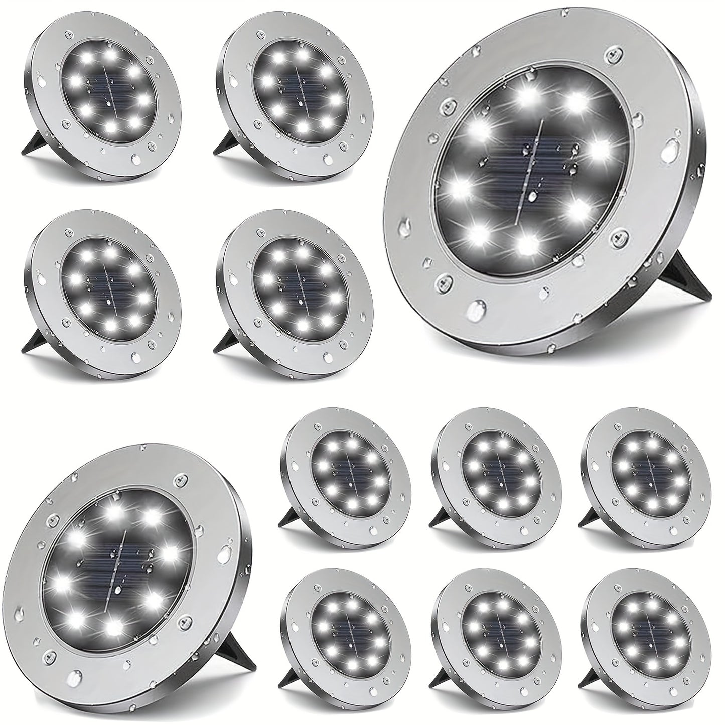 Solar Lights Stake Outdoor Waterproof Sidewalk Disk Bright In-Ground Landscape Lighting for Lawn Patio Pathway Yard Steps Deck(8 Packs)