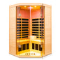 Two Persons Sauna Room Large Glass Front Deluxe Transparent Version Hemlock Far Infrared Corner Sauna Room